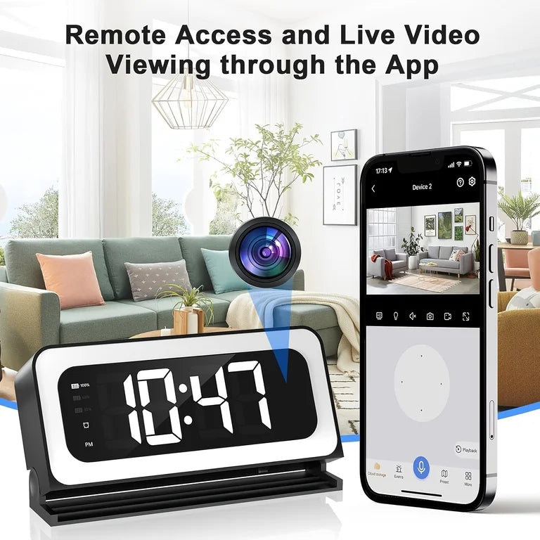 Smart Digital Clock Camera – Dual Band WiFi 5GHz & 2.4GHz Security