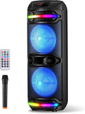 Portable Party Box Dual 12" Karaoke Speaker – Bluetooth, LED, Wireless Mic & FM