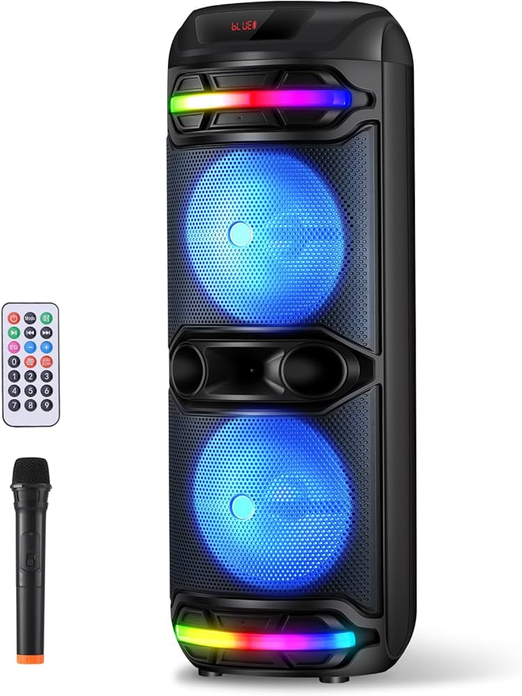 Portable Party Box Dual 12" Karaoke Speaker – Bluetooth, LED, Wireless Mic & FM