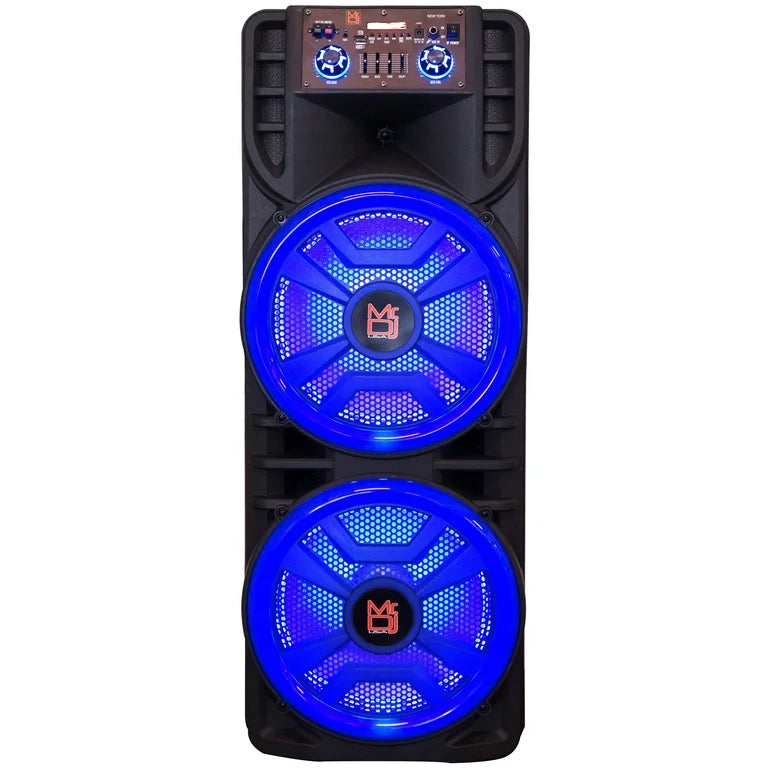 Portable Party Box Dual 12" Karaoke Speaker – Bluetooth, LED, Wireless Mic & FM