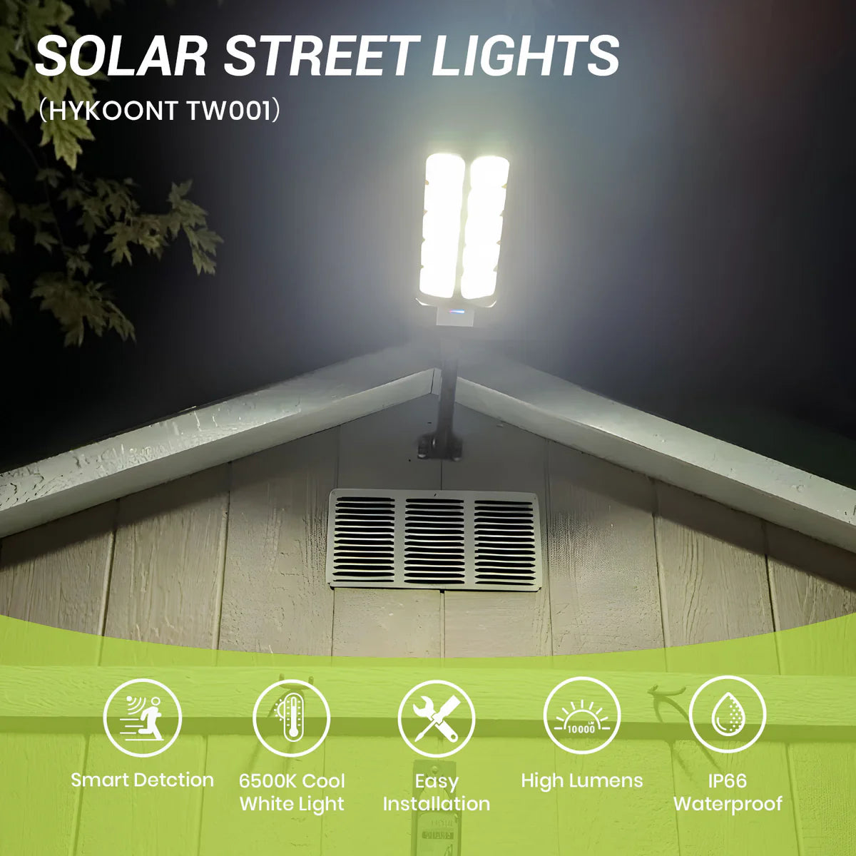 Upgraded Solar Street Light Outdoor – Super Bright LED, IP65 Waterproof, LiFePO4 Battery