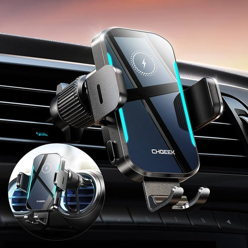 15W Wireless Car Charger – Auto-Clamping Qi Phone Mount for iPhone & Samsung
