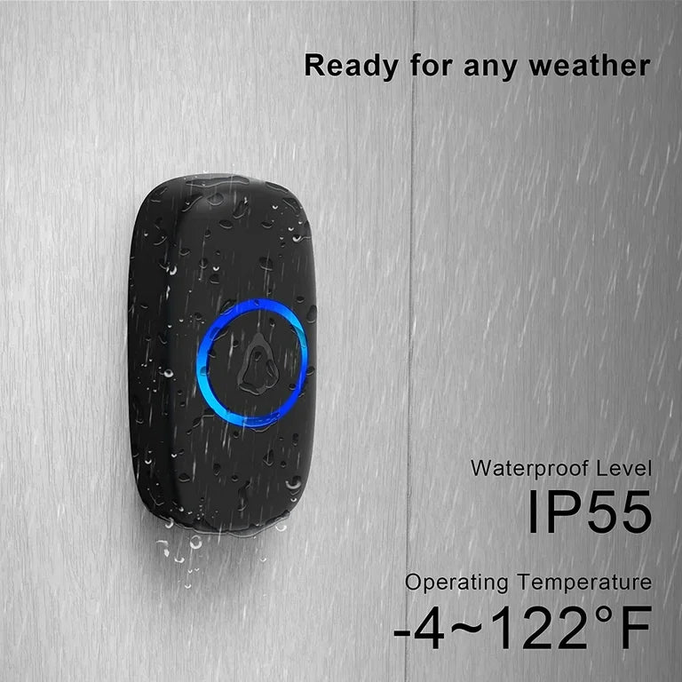 Wireless Doorbell – Waterproof, 1000Ft Range, 45 Chimes, LED, Adjustable Volume