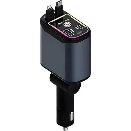 66W Retractable Car Charger with Starlight – 4-in-1 Fast Charging USB-C Cable